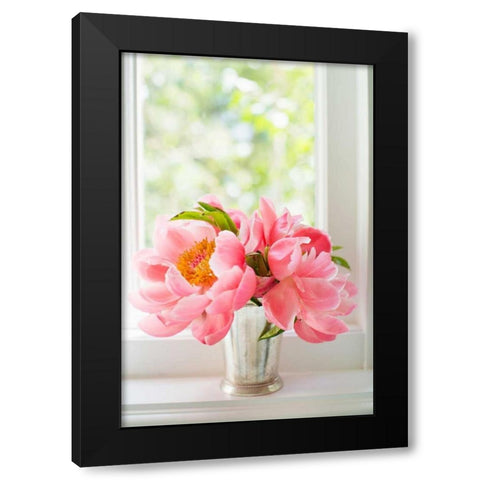 Peonies in Vase II Black Modern Wood Framed Art Print by Millet, Karyn