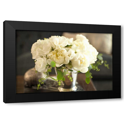 Vintage White Peony Black Modern Wood Framed Art Print by Millet, Karyn