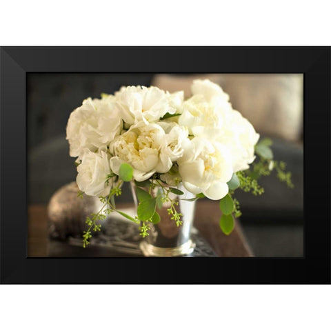 Vintage White Peony Black Modern Wood Framed Art Print by Millet, Karyn