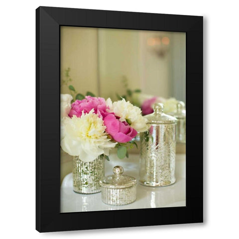 Peonies in the Loo Black Modern Wood Framed Art Print by Millet, Karyn
