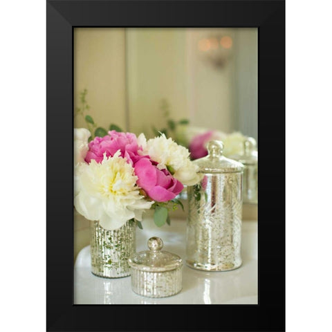 Peonies in the Loo Black Modern Wood Framed Art Print by Millet, Karyn