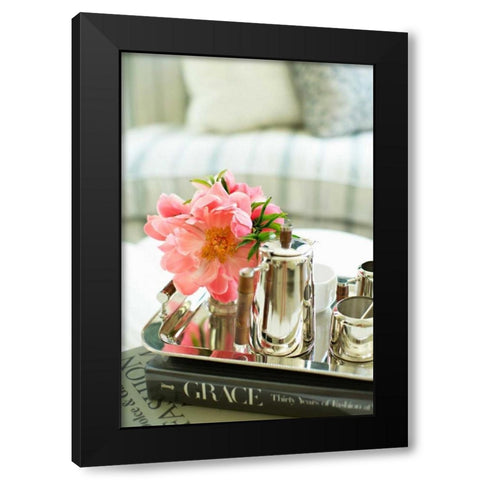 Tea and Flowers Black Modern Wood Framed Art Print with Double Matting by Millet, Karyn