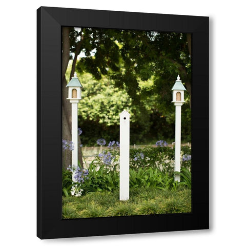 Bird Houses Black Modern Wood Framed Art Print by Millet, Karyn