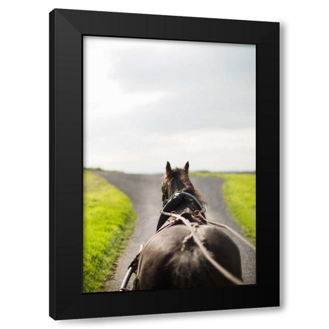 Horse Drawn Black Modern Wood Framed Art Print by Millet, Karyn