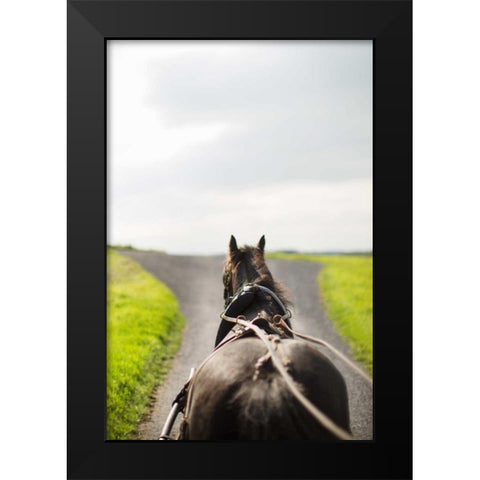 Horse Drawn Black Modern Wood Framed Art Print by Millet, Karyn