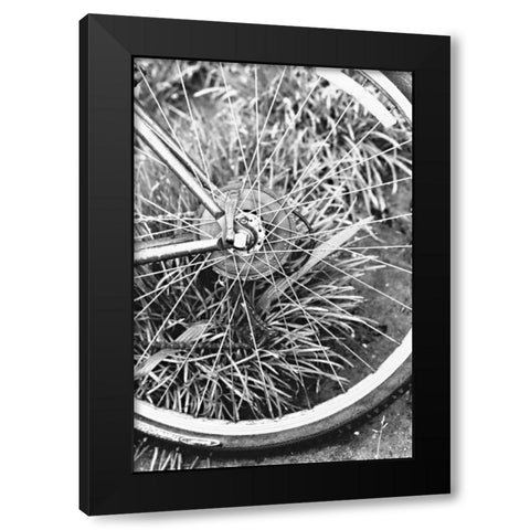 Bike Spoke Black Modern Wood Framed Art Print with Double Matting by Millet, Karyn