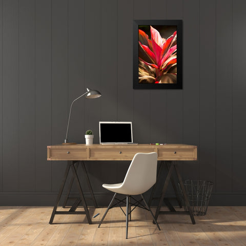 Red Ti Leaves Black Modern Wood Framed Art Print by Millet, Karyn