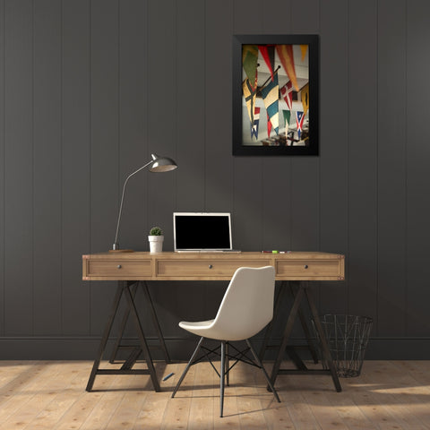 Yacht Club Flags II Black Modern Wood Framed Art Print by Millet, Karyn