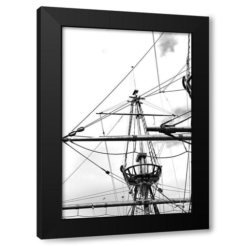 Sail Lines and Angles BandW Black Modern Wood Framed Art Print with Double Matting by Millet, Karyn