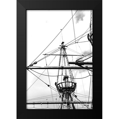 Sail Lines and Angles BandW Black Modern Wood Framed Art Print by Millet, Karyn