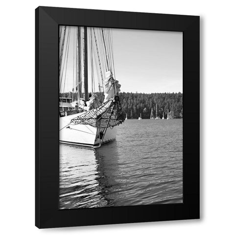 Out To Sea BandW Black Modern Wood Framed Art Print by Millet, Karyn