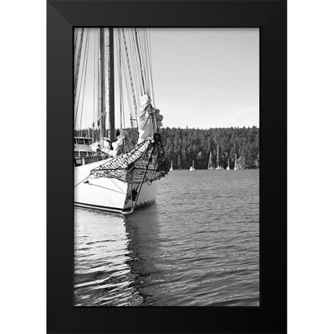 Out To Sea BandW Black Modern Wood Framed Art Print by Millet, Karyn