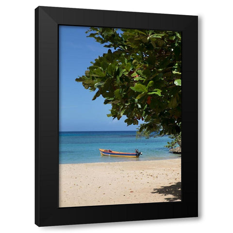 Beachside Jon Boat Black Modern Wood Framed Art Print by Millet, Karyn