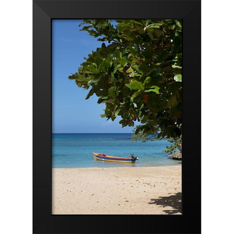 Beachside Jon Boat Black Modern Wood Framed Art Print by Millet, Karyn