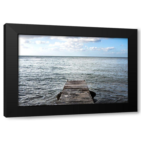 Pier Over The Rocky Sea Black Modern Wood Framed Art Print with Double Matting by Millet, Karyn
