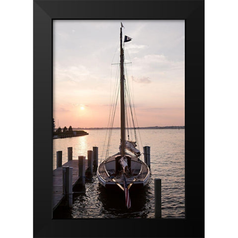 Sailing Silhouette at Sunset Black Modern Wood Framed Art Print by Millet, Karyn