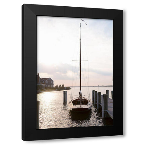 Along The Pier Black Modern Wood Framed Art Print with Double Matting by Millet, Karyn