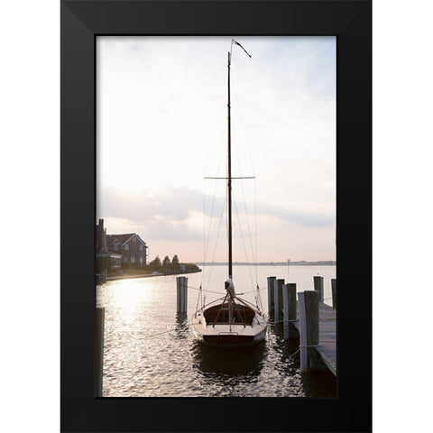 Along The Pier Black Modern Wood Framed Art Print by Millet, Karyn
