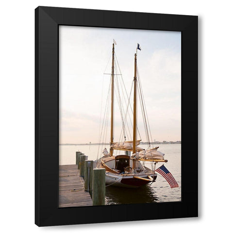 Patriotic Sailing Black Modern Wood Framed Art Print with Double Matting by Millet, Karyn