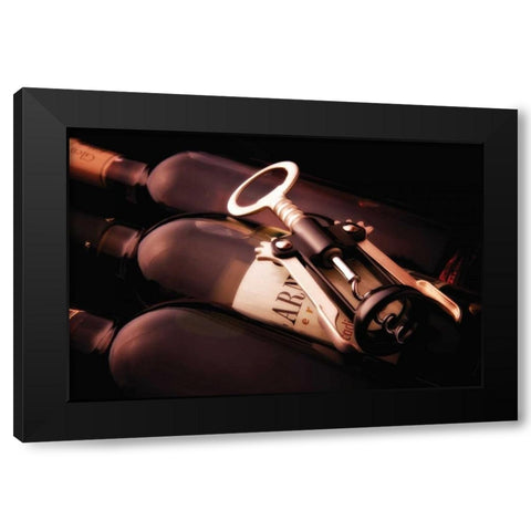Wine and Corkscrew Black Modern Wood Framed Art Print by McNemar, C. Thomas