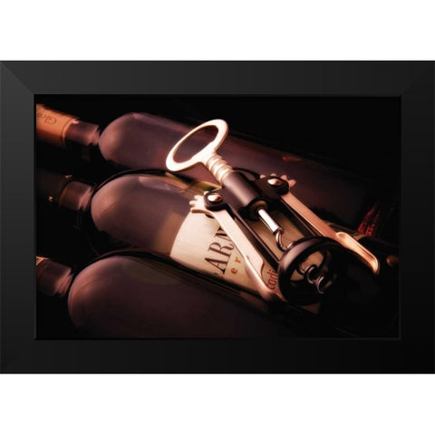 Wine and Corkscrew Black Modern Wood Framed Art Print by McNemar, C. Thomas