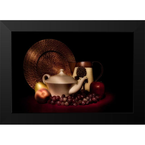 Teapot with Fruit Still Life Black Modern Wood Framed Art Print by McNemar, C. Thomas