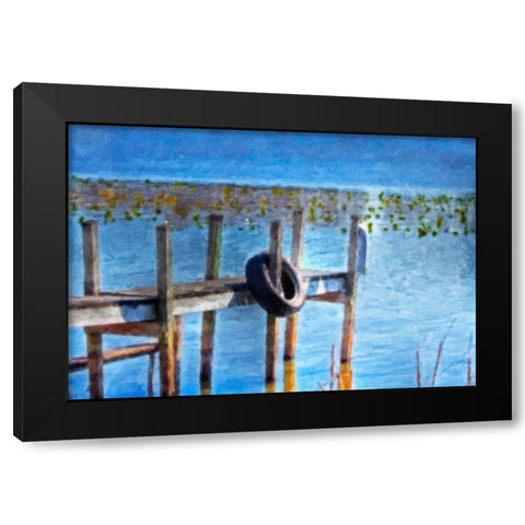 Boat Dock Pastel Black Modern Wood Framed Art Print with Double Matting by McNemar, C. Thomas