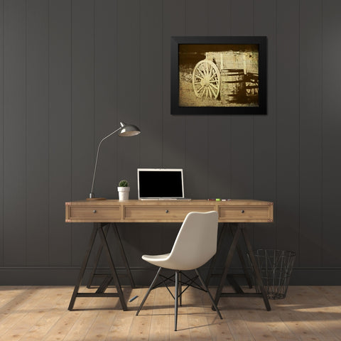 Rustic Wagon and Barrel Black Modern Wood Framed Art Print by McNemar, C. Thomas