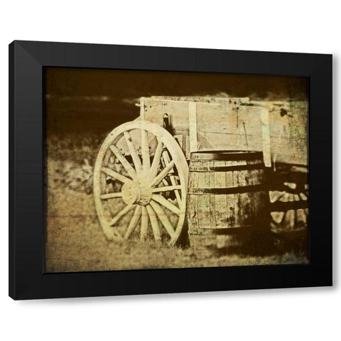 Rustic Wagon and Barrel Black Modern Wood Framed Art Print by McNemar, C. Thomas