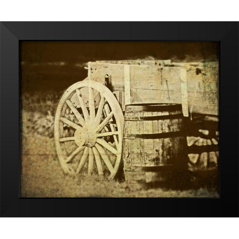 Rustic Wagon and Barrel Black Modern Wood Framed Art Print by McNemar, C. Thomas