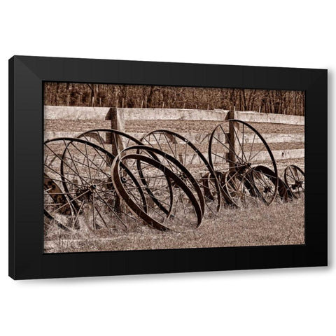 Antique Wagon Wheels I Black Modern Wood Framed Art Print by McNemar, C. Thomas
