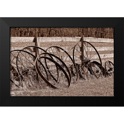 Antique Wagon Wheels I Black Modern Wood Framed Art Print by McNemar, C. Thomas