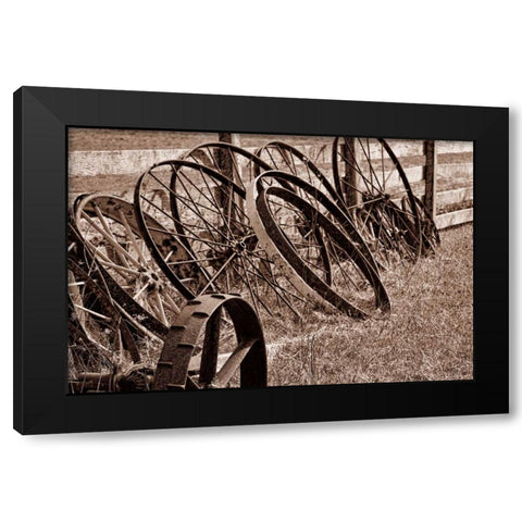 Antique Wagon Wheels II Black Modern Wood Framed Art Print by McNemar, C. Thomas