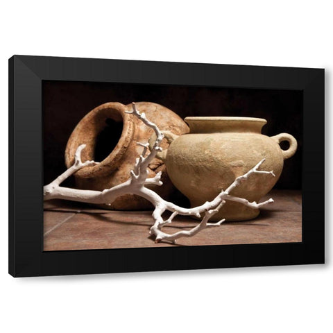 Pottery with Branch II Black Modern Wood Framed Art Print with Double Matting by McNemar, C. Thomas