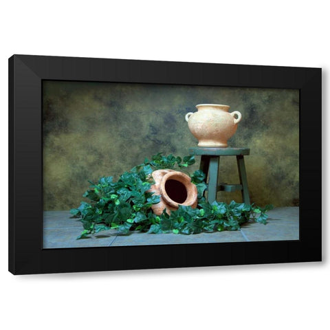 Pottery with Ivy I Black Modern Wood Framed Art Print with Double Matting by McNemar, C. Thomas