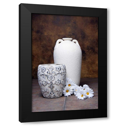 Vases with Daisies I Black Modern Wood Framed Art Print by McNemar, C. Thomas