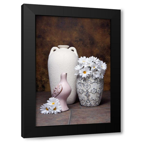 Vases with Daisies II Black Modern Wood Framed Art Print by McNemar, C. Thomas