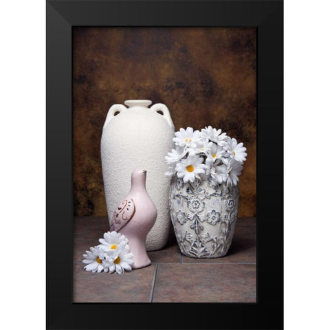 Vases with Daisies II Black Modern Wood Framed Art Print by McNemar, C. Thomas