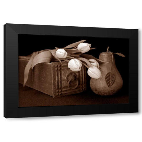 Tulips With Pear I Black Modern Wood Framed Art Print with Double Matting by McNemar, C. Thomas