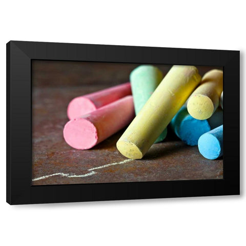 Sidewalk Chalk II Black Modern Wood Framed Art Print with Double Matting by McNemar, C. Thomas