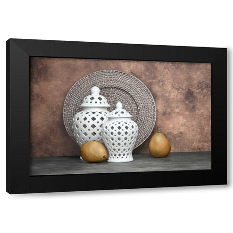 Ginger Jar and Pears II Black Modern Wood Framed Art Print with Double Matting by McNemar, C. Thomas