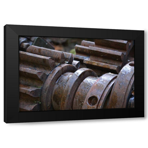Gears I Black Modern Wood Framed Art Print with Double Matting by Moore, Brian