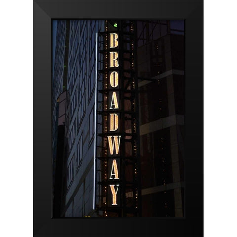Broadway Sign Black Modern Wood Framed Art Print by Moore, Brian