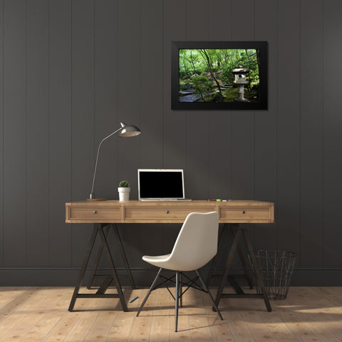 In the Garden II Black Modern Wood Framed Art Print by Moore, Brian