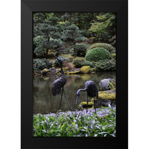 Japanese Gardens V Black Modern Wood Framed Art Print by Moore, Brian