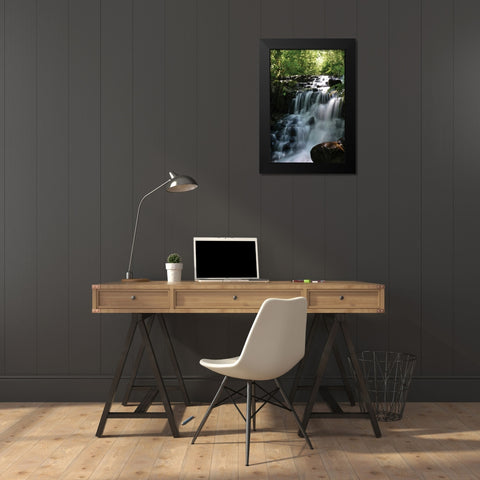 Falls in the Forest II Black Modern Wood Framed Art Print by Moore, Brian