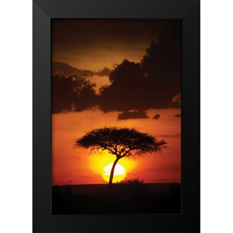 Kenya Sunrise Black Modern Wood Framed Art Print by Parker, Susann