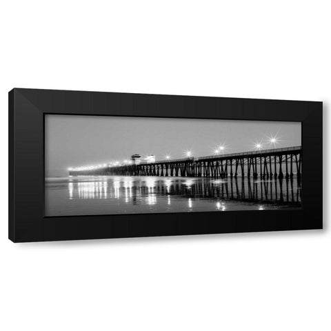 Pier Night Panorama I Black Modern Wood Framed Art Print by Peterson, Lee