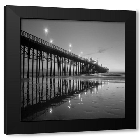 Pier Night Square II Black Modern Wood Framed Art Print with Double Matting by Peterson, Lee