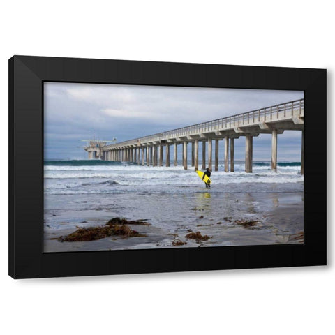 Scripps Pier I Black Modern Wood Framed Art Print with Double Matting by Peterson, Lee